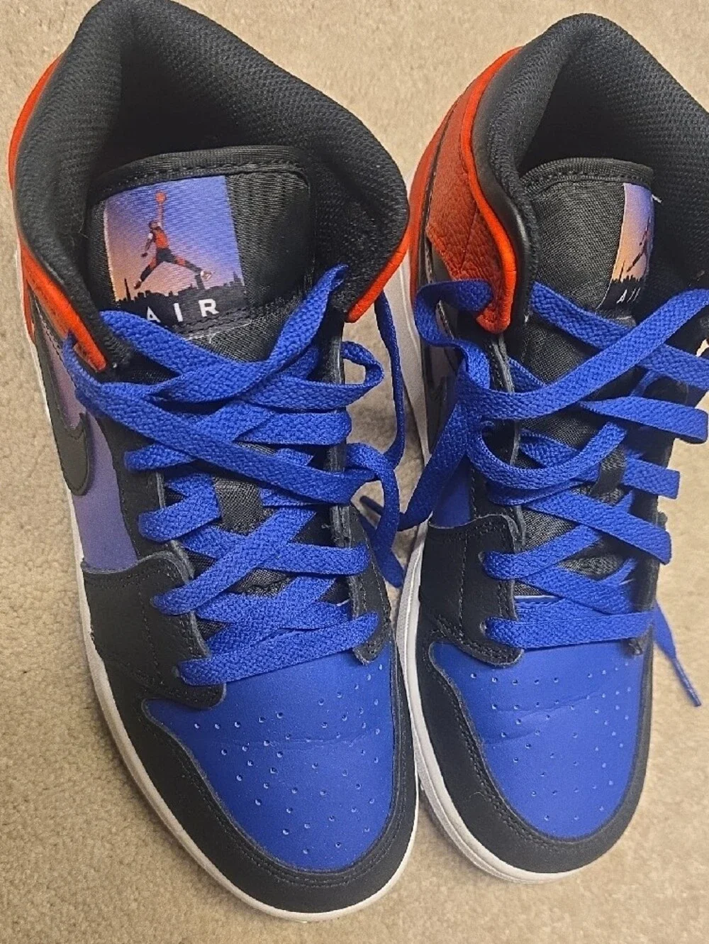 Jordan Kids High-Top Sneakers in Royal Blue, Black & Red